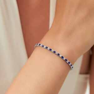 Elegant Blue and Silver Tennis Bracelet